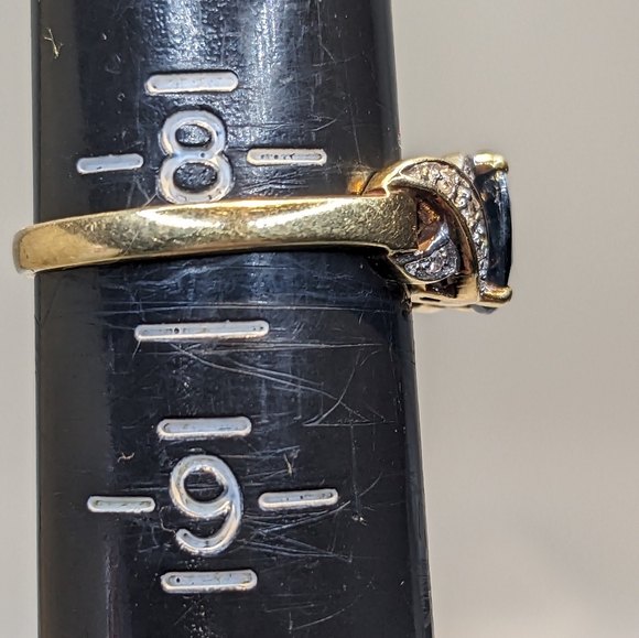 14k Gold Blue Sapphire & Diamond Ring sz-8.25 - Picture 2 of 10